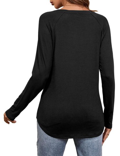 Lazy style raglan sleeve curved hem long sleeve top - Image 5