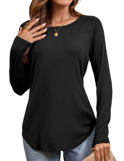 Lazy style raglan sleeve curved hem long sleeve top - Image 4