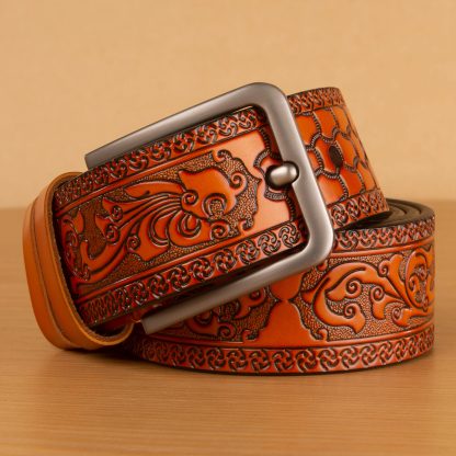 Ancient carved leather belt