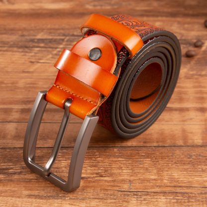 Ancient carved leather belt - Image 3