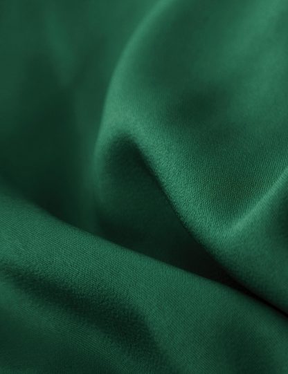 French Satin V-Neck Pleated Waist Dress - Image 6