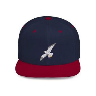 Seagull embroidered contrasting flat-brim hat