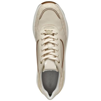 Women's Beige Logo Jacquard Leather Wedge Sneakers - Image 3