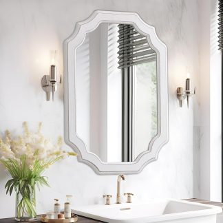 French simple carved octagonal mirror