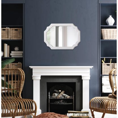 French simple carved octagonal mirror - Image 5