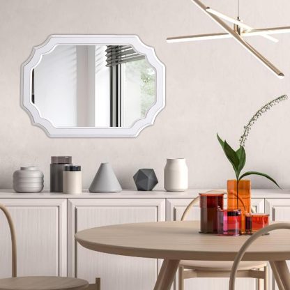 French simple carved octagonal mirror - Image 4