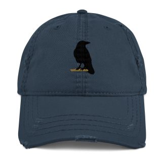 Distressed crow embroidered baseball cap