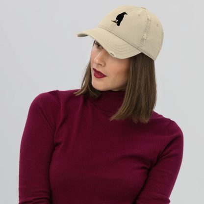 Distressed crow embroidered baseball cap - Image 6