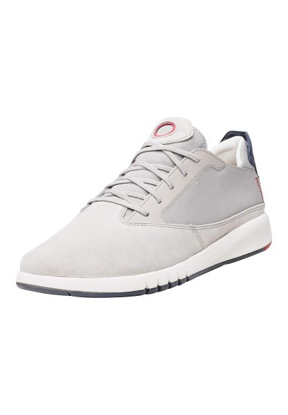 Men's light grey suede and mesh sneakers