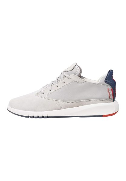 Men's light grey suede and mesh sneakers - Image 2