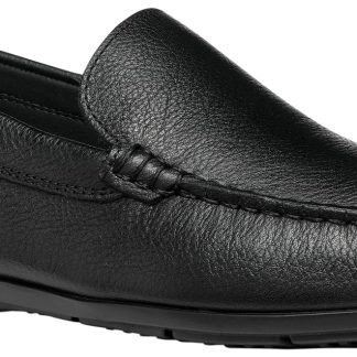 Men's black leather loafers