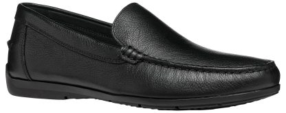Men's black leather loafers
