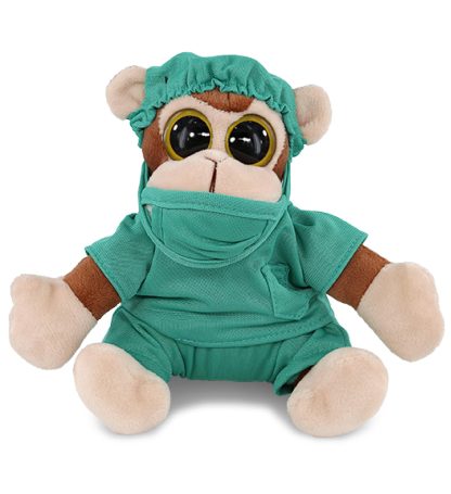 Surgical gown monkey plush doll