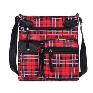 British plaid contrast color crossbody bag