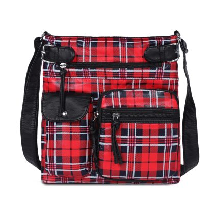 British plaid contrast color crossbody bag