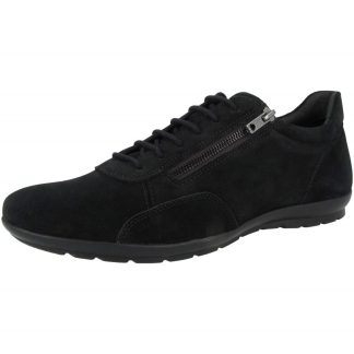 Men's black suede lace-up zip-up sneakers