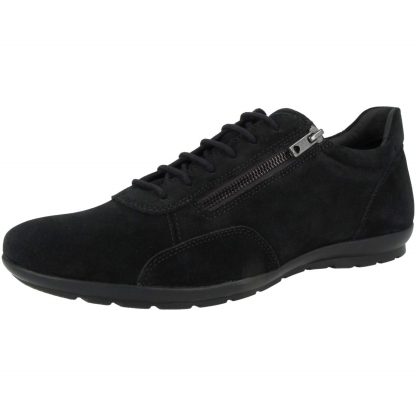 Men's black suede lace-up zip-up sneakers