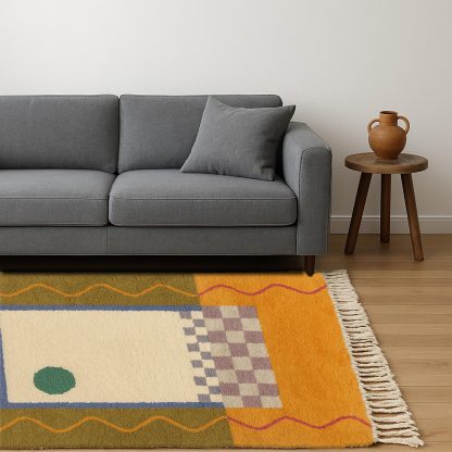 Moroccan style colorblock geometric rug - Image 3