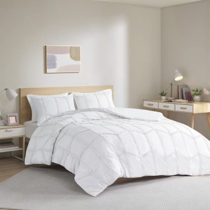 Textured geometric white bedding - Image 5