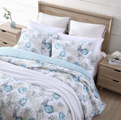 Ocean-style shell print three-piece bed cover set - Image 5