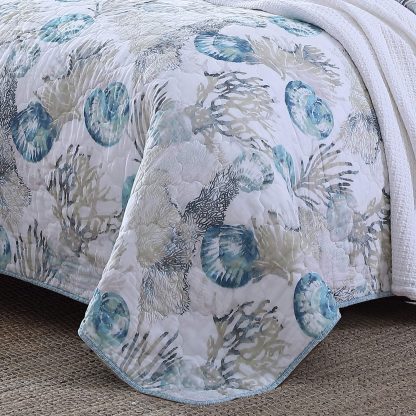 Ocean-style shell print three-piece bed cover set - Image 4