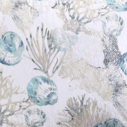 Ocean-style shell print three-piece bed cover set - Image 2
