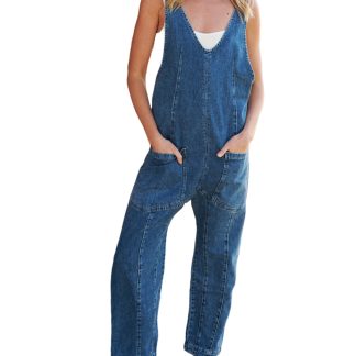 Women's loose denim overalls