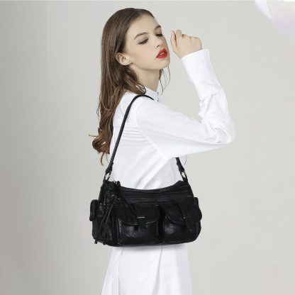 Retro double-pocket motorcycle style women's bag - Image 6