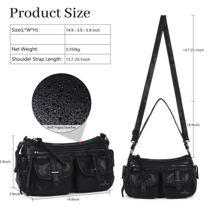 Retro double-pocket motorcycle style women's bag - Image 4