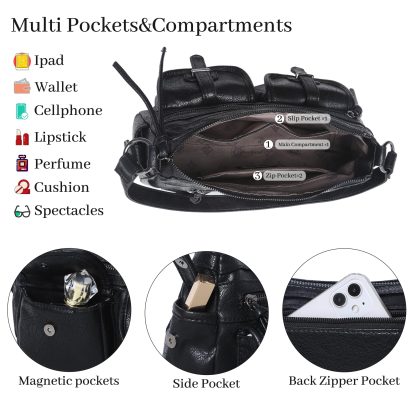 Retro double-pocket motorcycle style women's bag - Image 3
