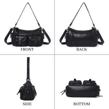 Retro double-pocket motorcycle style women's bag - Image 2
