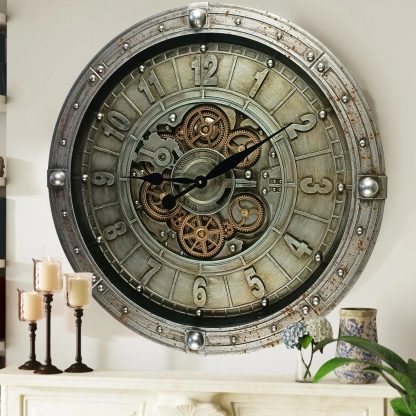 Industrial iron style gear wall clock - Image 5
