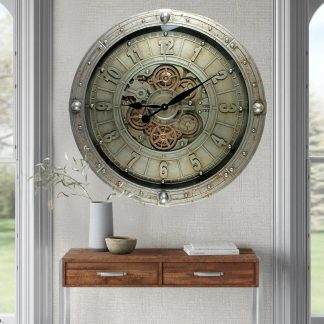 Industrial iron style gear wall clock