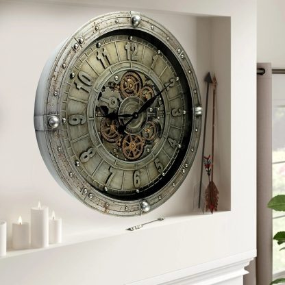 Industrial iron style gear wall clock - Image 2