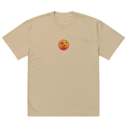 Gray T-shirt with sunset coconut palm embroidery - Image 5