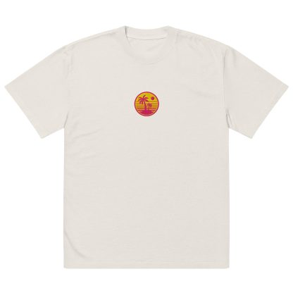 Gray T-shirt with sunset coconut palm embroidery - Image 4