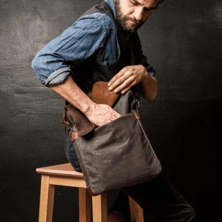 Handmade waxed canvas and leather backpack