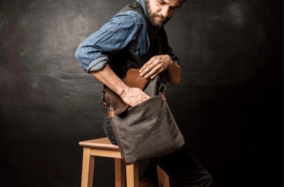 Handmade waxed canvas and leather backpack