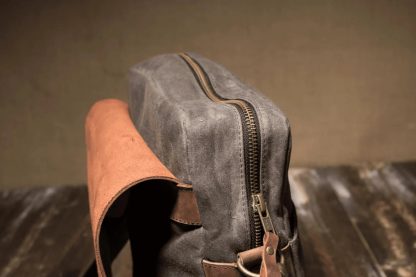 Handmade waxed canvas and leather backpack - Image 2