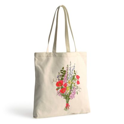 Hand-painted bouquet print canvas tote bag - Image 3
