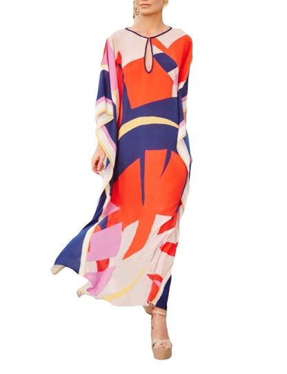 Contrast color art robe dress - Image 7