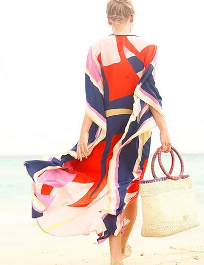 Contrast color art robe dress - Image 5