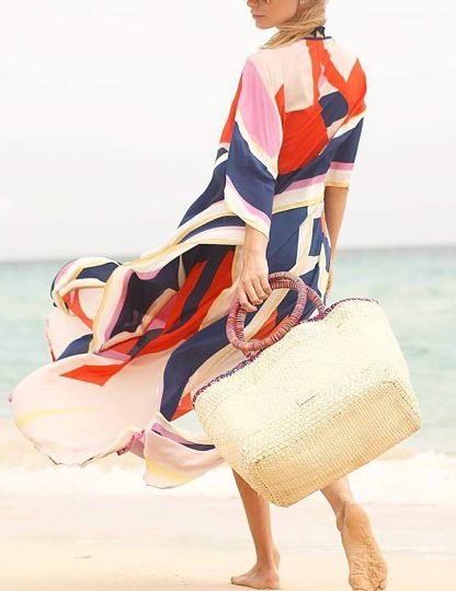 Contrast color art robe dress - Image 4