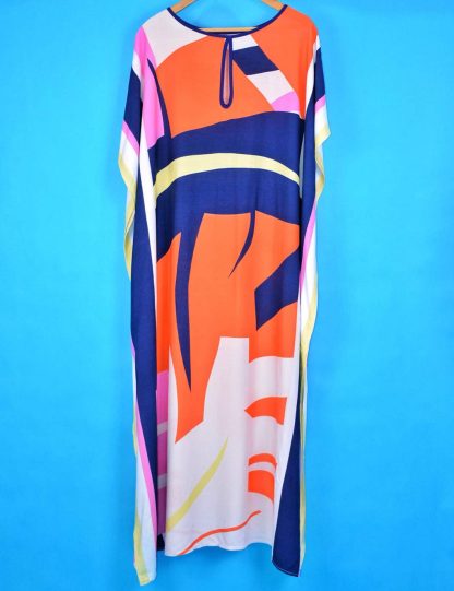 Contrast color art robe dress - Image 3