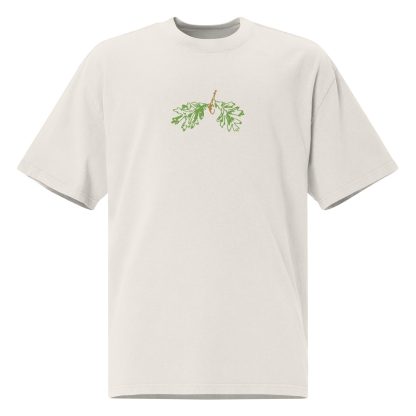 Green Leaf and Acorn Embroidered T-Shirt - Image 2