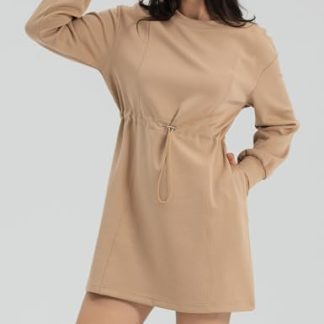 Casual drawstring waist sweatshirt dress