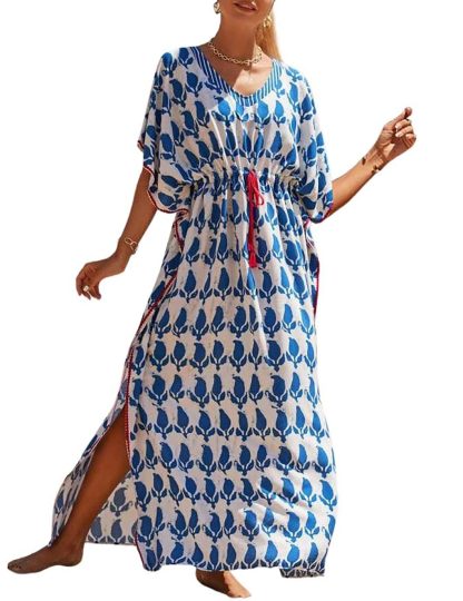 Bohemian printed waisted robe dress - Image 6