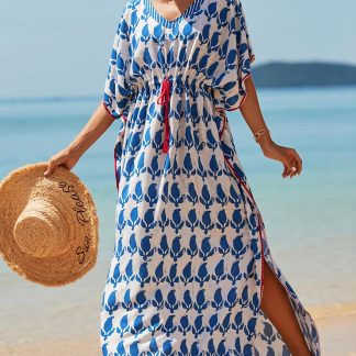 Bohemian printed waisted robe dress