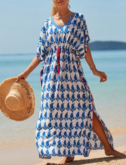 Bohemian printed waisted robe dress