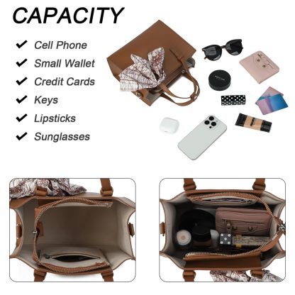 Brown silk scarf embellished handbag - Image 3